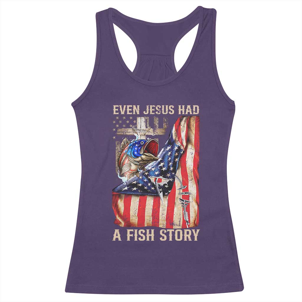 Funny Even Jesus Had A Fish Story Racerback Tank Top Fisherman Christian Fishing - Wonder Print Shop