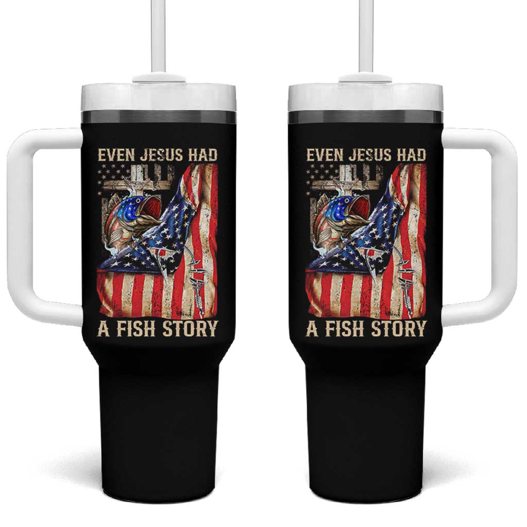 Funny Even Jesus Had A Fish Story Tumbler With Handle Fisherman Christian Fishing - Wonder Print Shop