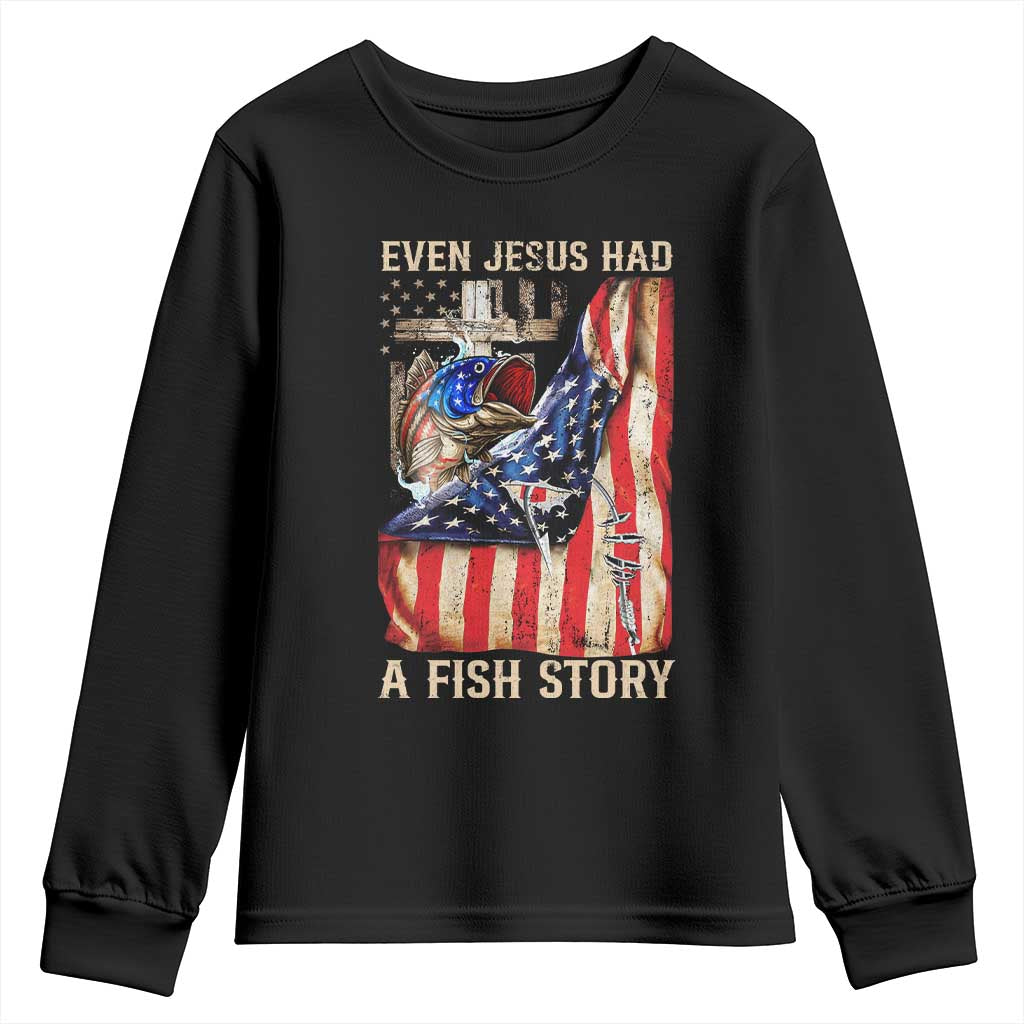 Funny Even Jesus Had A Fish Story Youth Sweatshirt Fisherman Christian Fishing - Wonder Print Shop