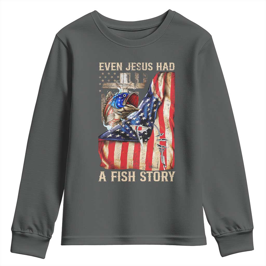 Funny Even Jesus Had A Fish Story Youth Sweatshirt Fisherman Christian Fishing - Wonder Print Shop
