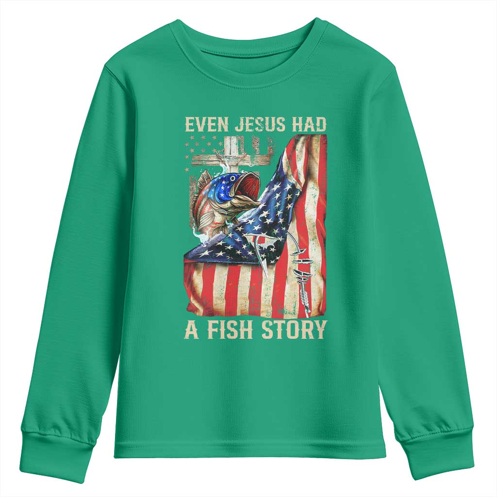 Funny Even Jesus Had A Fish Story Youth Sweatshirt Fisherman Christian Fishing - Wonder Print Shop