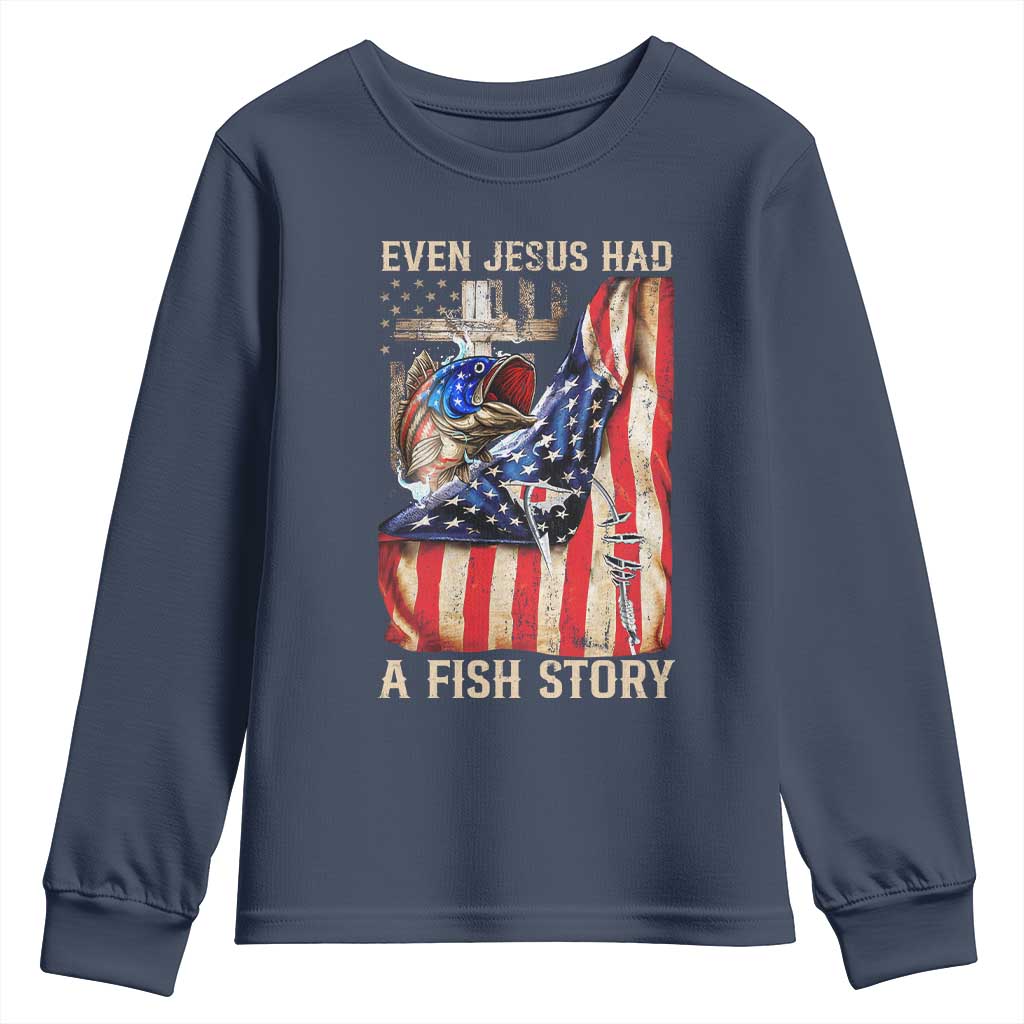Funny Even Jesus Had A Fish Story Youth Sweatshirt Fisherman Christian Fishing - Wonder Print Shop