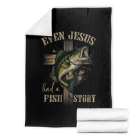 Even Jesus Had A Fish Story Throw Blanket Funny Fishermen Christian Cross - Wonder Print Shop