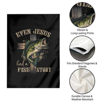 Even Jesus Had A Fish Story Garden Flag Funny Fishermen Christian Cross - Wonder Print Shop