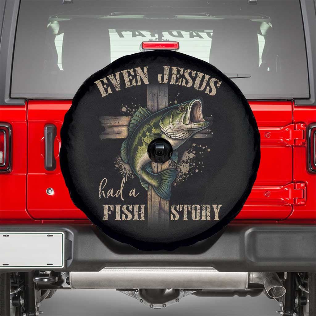 Even Jesus Had A Fish Story Spare Tire Cover Funny Fishermen Christian Cross - undefined