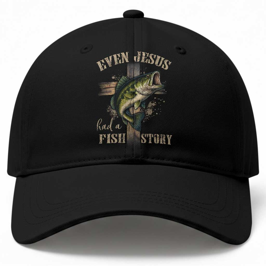Even Jesus Had A Fish Story Baseball Cap Funny Fishermen Christian Cross