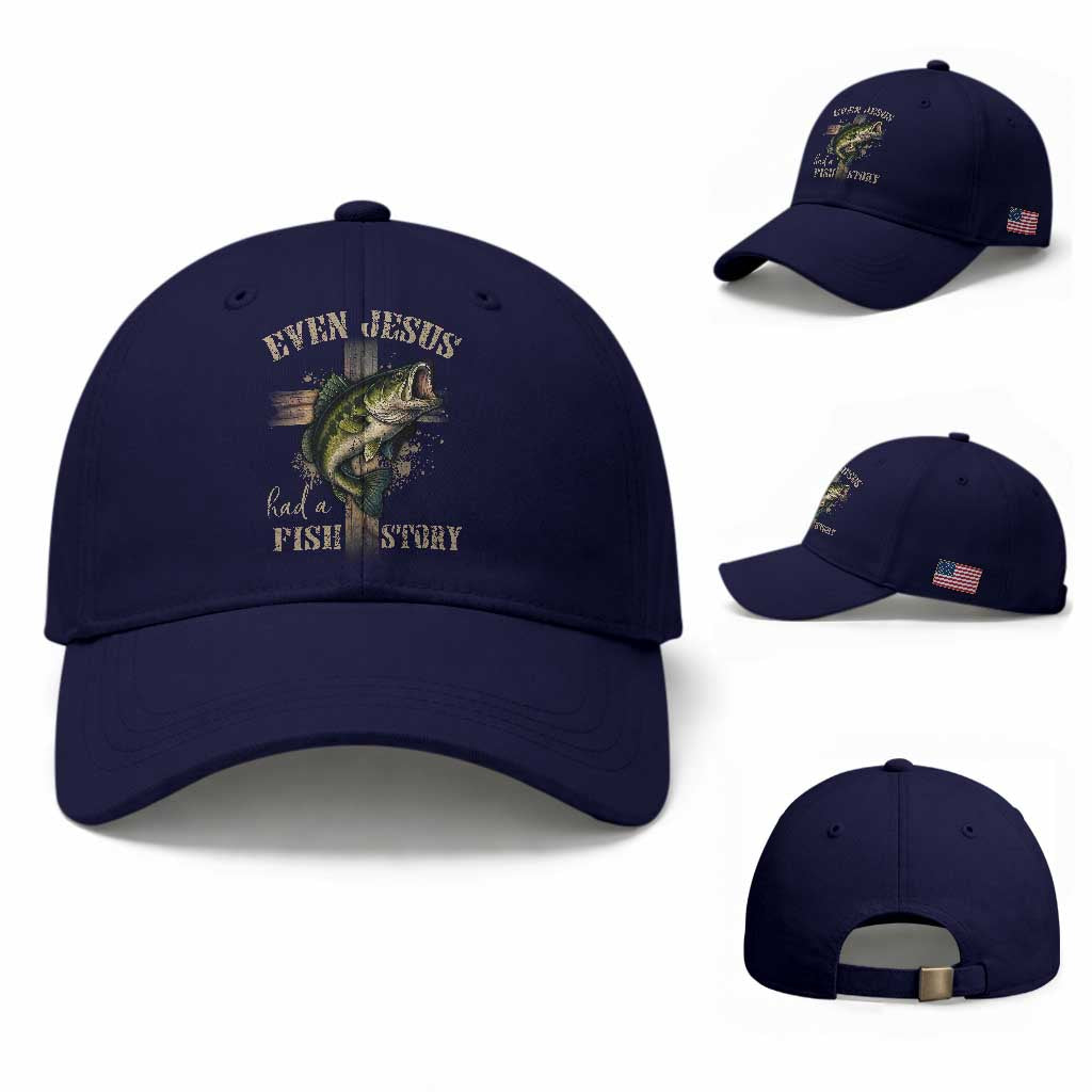 Even Jesus Had A Fish Story Baseball Cap Funny Fishermen Christian Cross