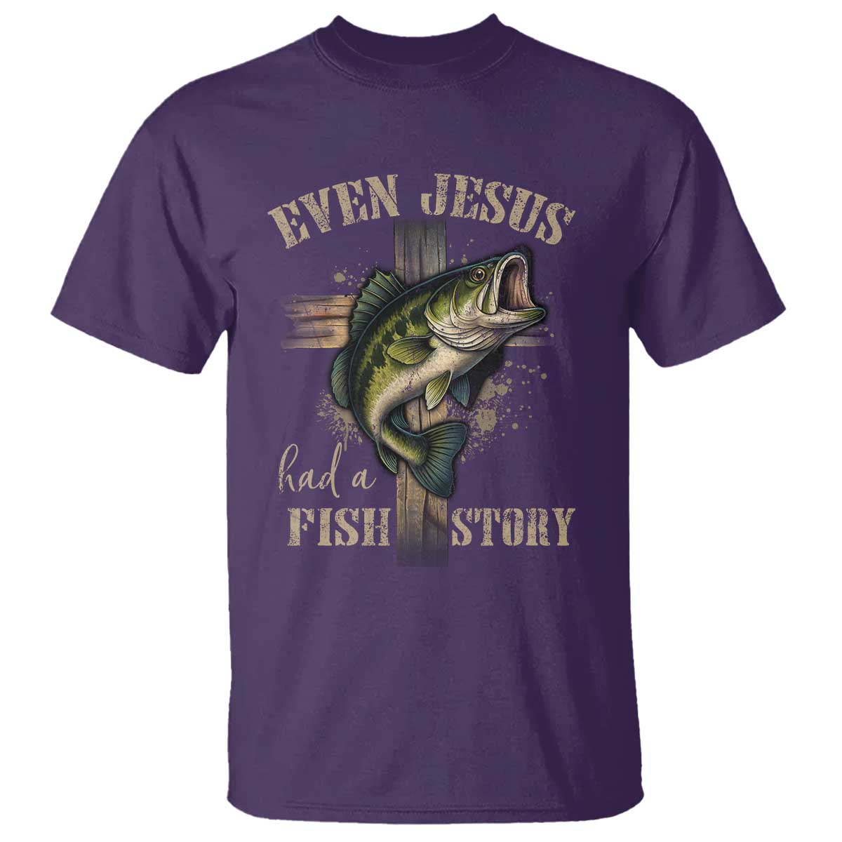 Even Jesus Had A Fish Story T Shirt Funny Fishermen Christian Cross - Wonder Print Shop