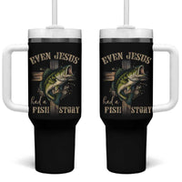 Even Jesus Had A Fish Story Tumbler With Handle Funny Fishermen Christian Cross - Wonder Print Shop