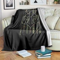 Faith Fishing Hunting Camo US Flag Cross With Hook Christian Throw Blanket - Wonder Print Shop