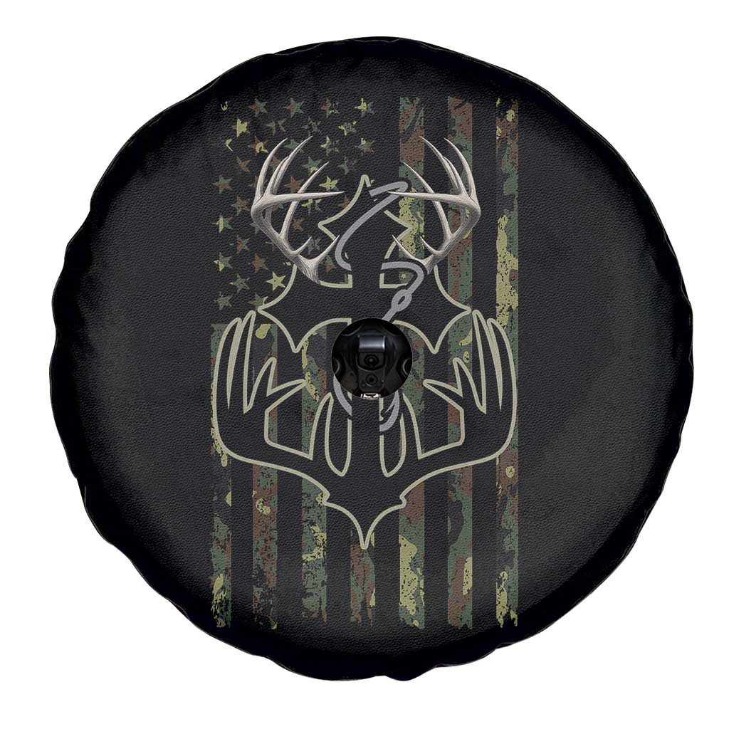 Faith Fishing Hunting Camo US Flag Cross With Hook Christian Spare Tire Cover - Wonder Print Shop