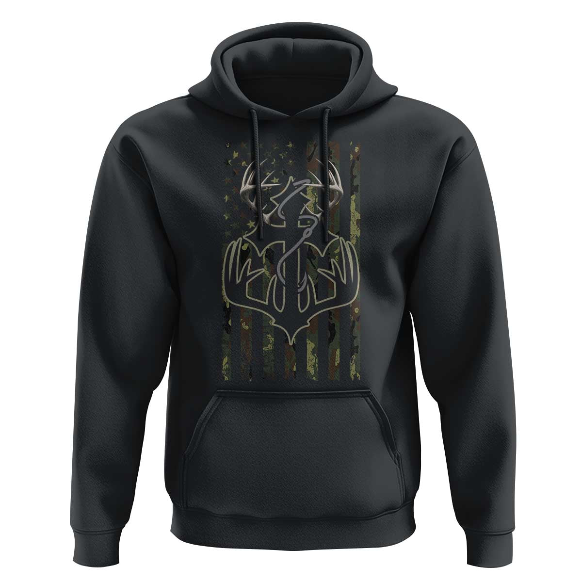 Faith Fishing Hunting Camo US Flag Cross With Hook Christian Hoodie - Wonder Print Shop