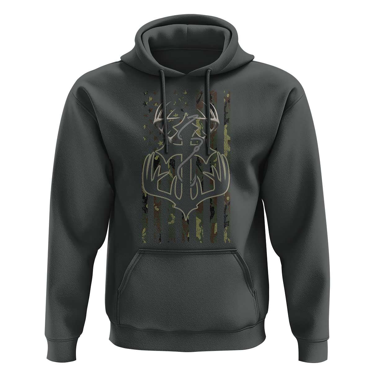 Faith Fishing Hunting Camo US Flag Cross With Hook Christian Hoodie - Wonder Print Shop