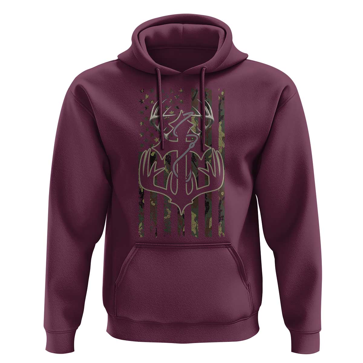 Faith Fishing Hunting Camo US Flag Cross With Hook Christian Hoodie - Wonder Print Shop
