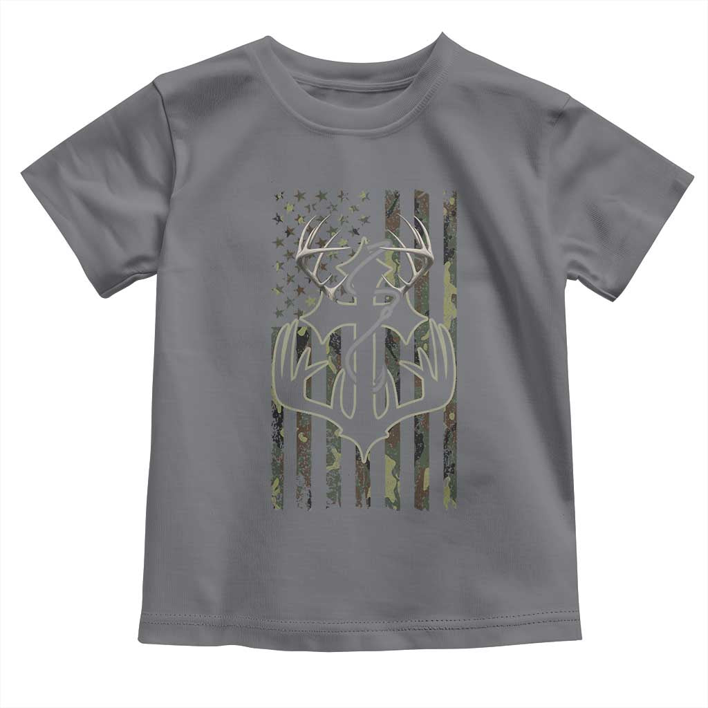 Faith Fishing Hunting Camo US Flag Cross With Hook Christian Toddler T Shirt - Wonder Print Shop