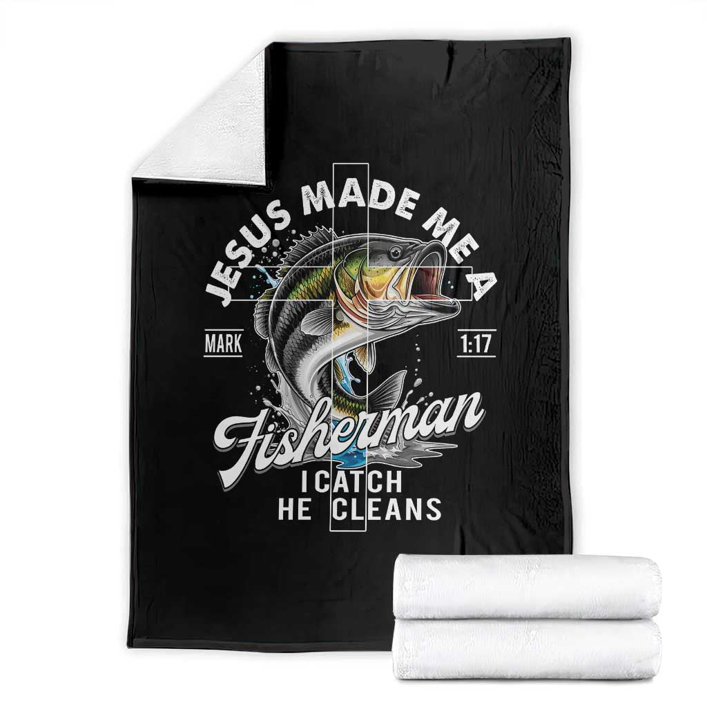 Jesus Made Me A Fisherman I Catch He Cleans Throw Blanket Christian Fisher - Wonder Print Shop