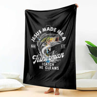 Jesus Made Me A Fisherman I Catch He Cleans Throw Blanket Christian Fisher - Wonder Print Shop