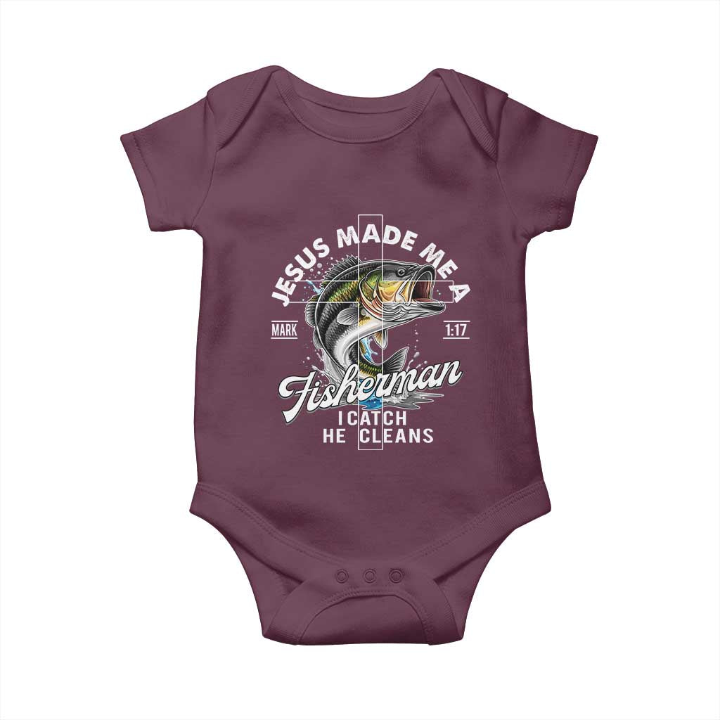 Jesus Made Me A Fisherman I Catch He Cleans Baby Onesie Christian Fisher - Wonder Print Shop