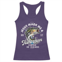 Jesus Made Me A Fisherman I Catch He Cleans Racerback Tank Top Christian Fisher - Wonder Print Shop