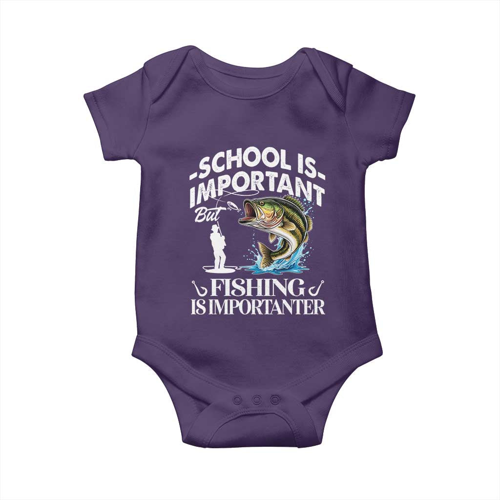Funny School Is Important But Fishing Is Importanter Baby Onesie Fishing Lover - Wonder Print Shop