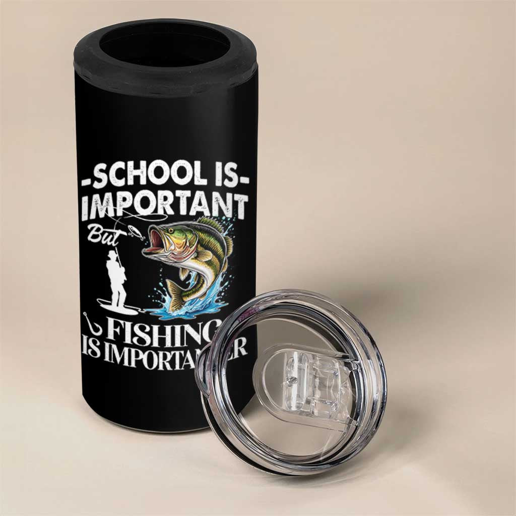 Funny School Is Important But Fishing Is Importanter 4 in 1 Can Cooler Tumbler Fishing Lover - Wonder Print Shop