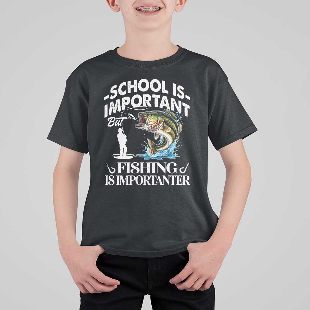 Funny School Is Important But Fishing Is Importanter T Shirt For Kid Fishing Lover - Wonder Print Shop
