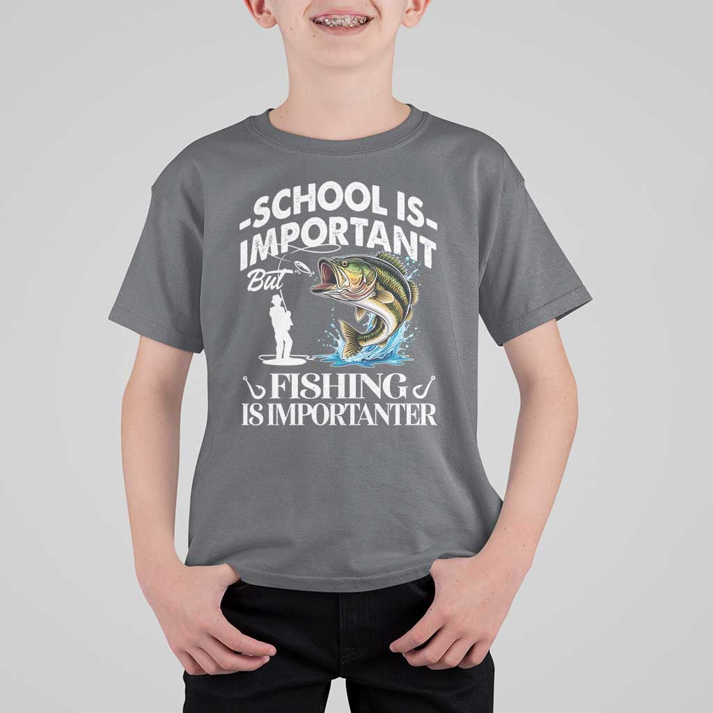 Funny School Is Important But Fishing Is Importanter T Shirt For Kid Fishing Lover - Wonder Print Shop