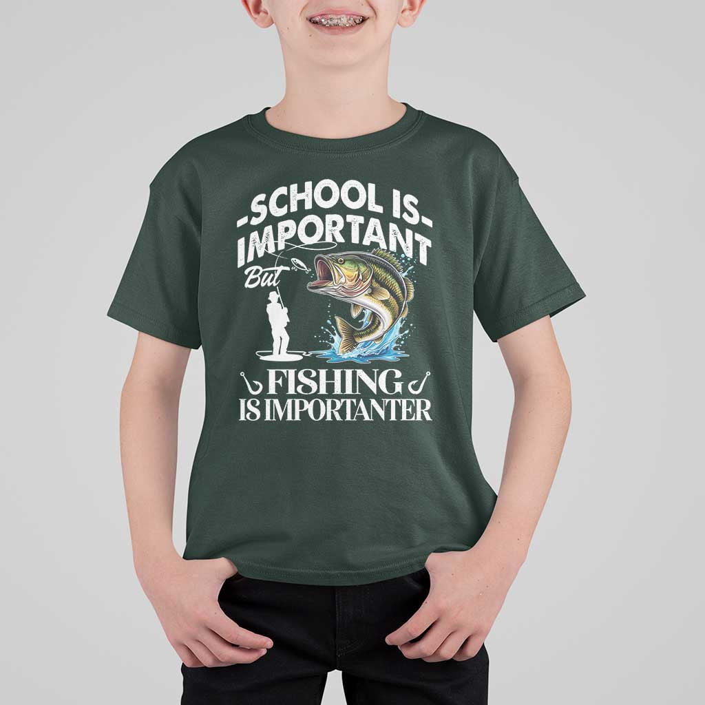 Funny School Is Important But Fishing Is Importanter T Shirt For Kid Fishing Lover - Wonder Print Shop