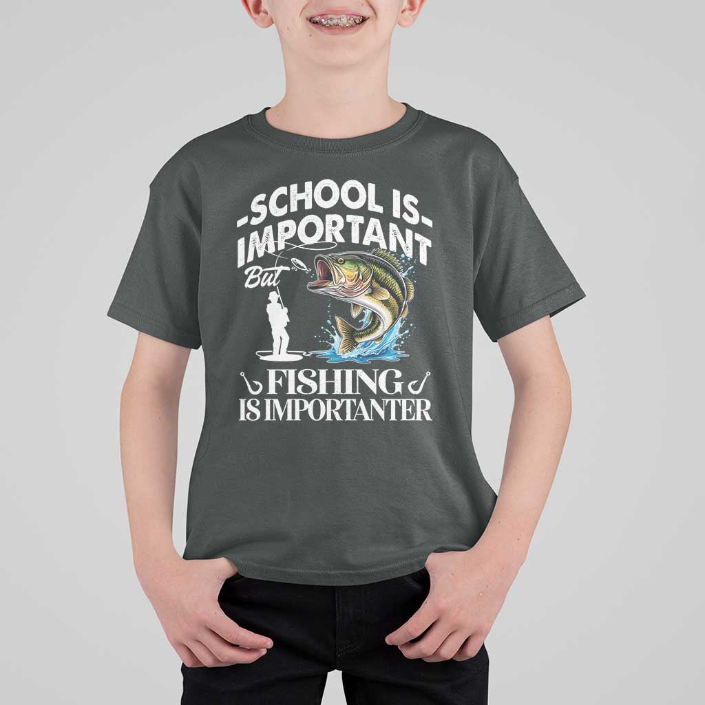 Funny School Is Important But Fishing Is Importanter T Shirt For Kid Fishing Lover - Wonder Print Shop