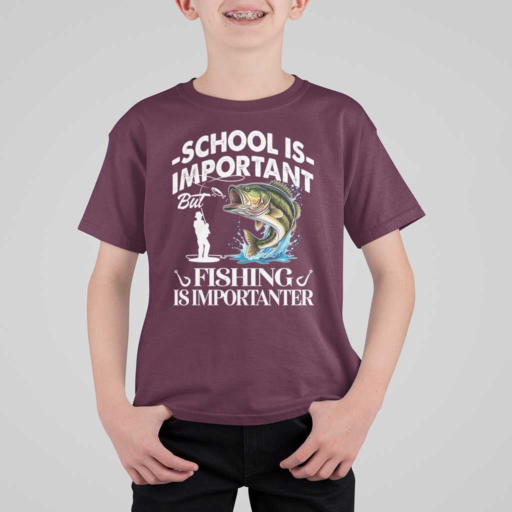 Funny School Is Important But Fishing Is Importanter T Shirt For Kid Fishing Lover - Wonder Print Shop