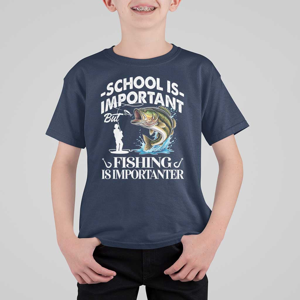 Funny School Is Important But Fishing Is Importanter T Shirt For Kid Fishing Lover - Wonder Print Shop