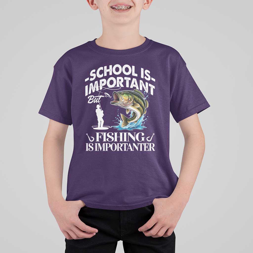 Funny School Is Important But Fishing Is Importanter T Shirt For Kid Fishing Lover - Wonder Print Shop
