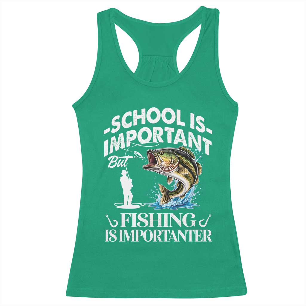 Funny School Is Important But Fishing Is Importanter Racerback Tank Top Fishing Lover - Wonder Print Shop