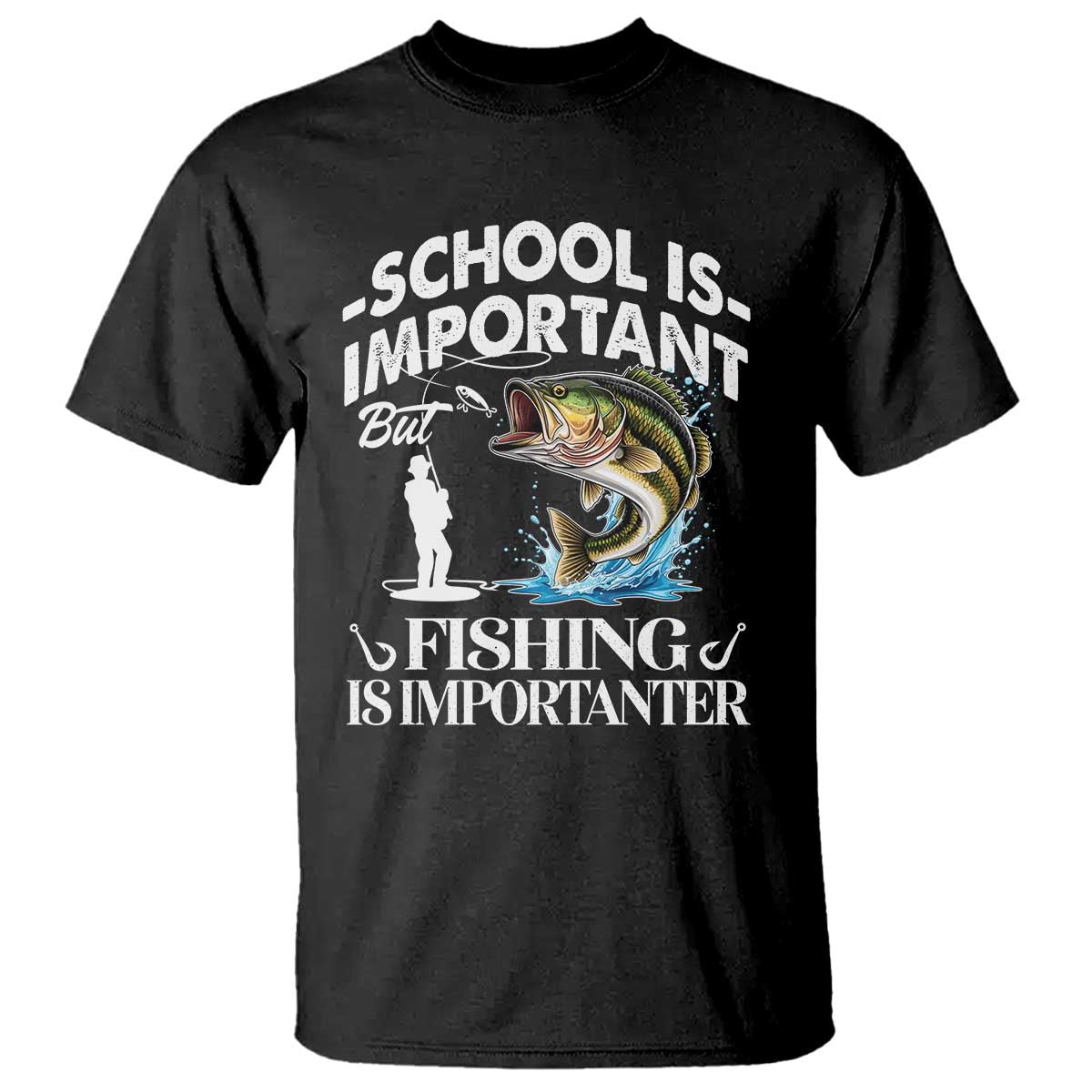 Funny School Is Important But Fishing Is Importanter T Shirt Fishing Lover - Wonder Print Shop
