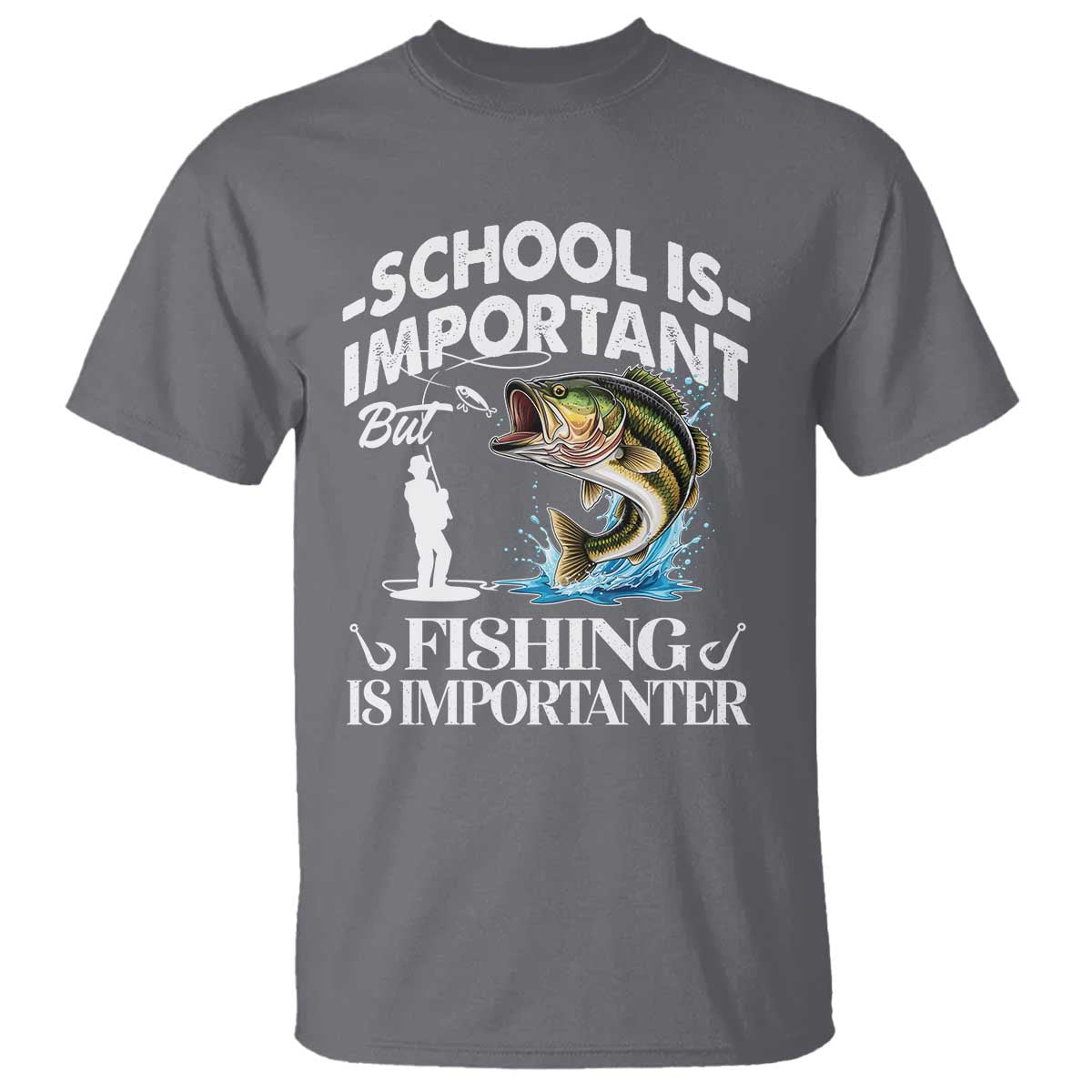 Funny School Is Important But Fishing Is Importanter T Shirt Fishing Lover - Wonder Print Shop