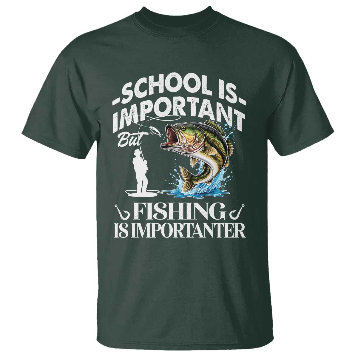 Funny School Is Important But Fishing Is Importanter T Shirt Fishing Lover - Wonder Print Shop