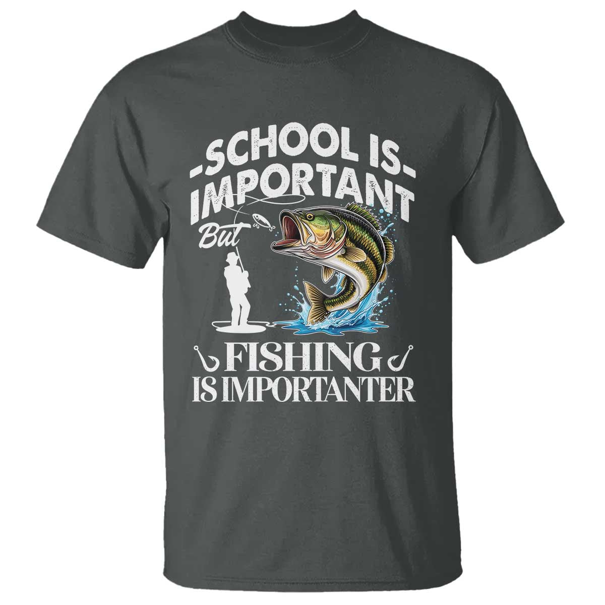 Funny School Is Important But Fishing Is Importanter T Shirt Fishing Lover - Wonder Print Shop