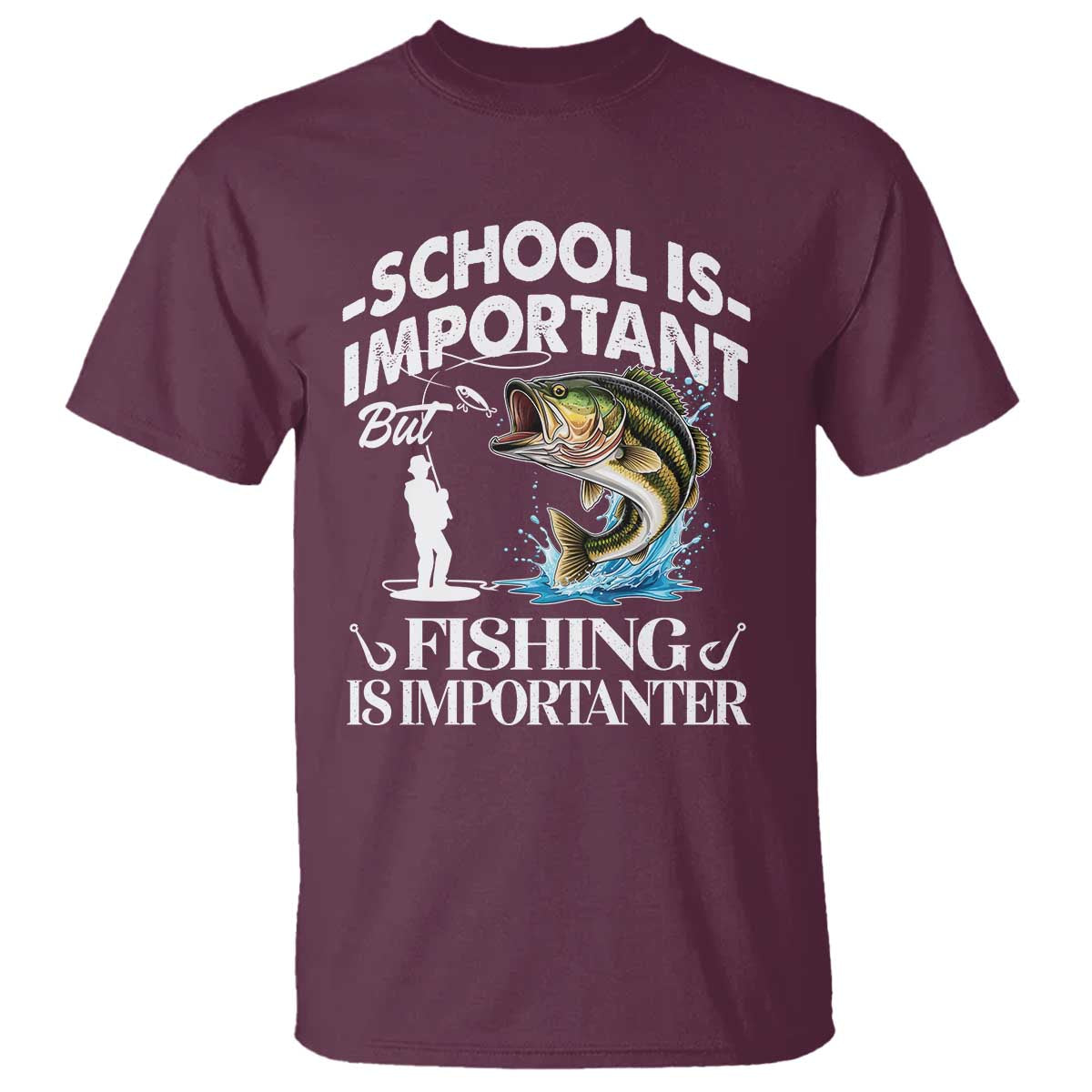Funny School Is Important But Fishing Is Importanter T Shirt Fishing Lover - Wonder Print Shop