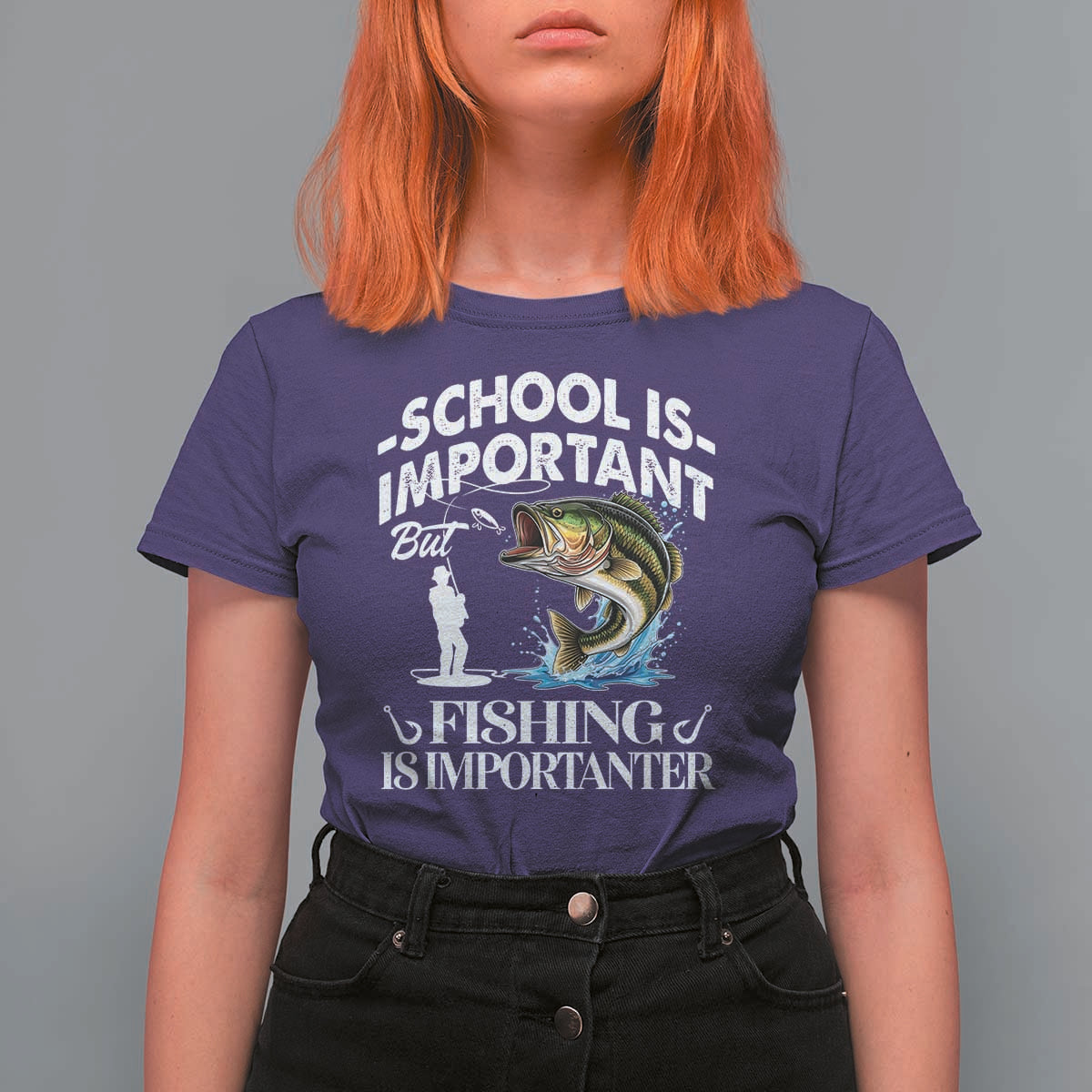 Funny School Is Important But Fishing Is Importanter T Shirt For Women Fishing Lover - Wonder Print Shop