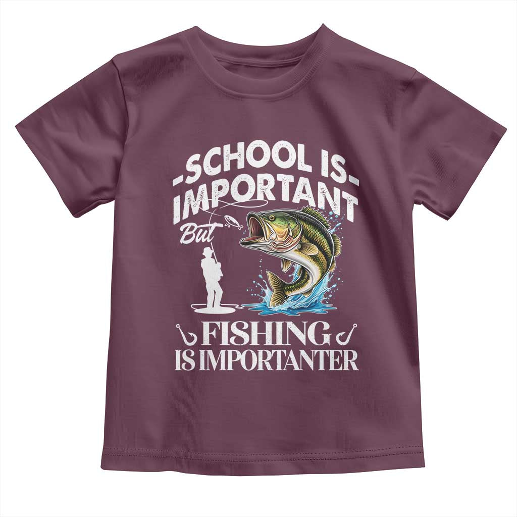 Funny School Is Important But Fishing Is Importanter Toddler T Shirt Fishing Lover - Wonder Print Shop