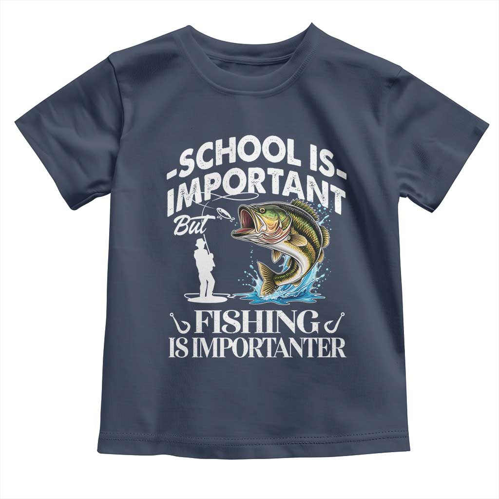 Funny School Is Important But Fishing Is Importanter Toddler T Shirt Fishing Lover - Wonder Print Shop