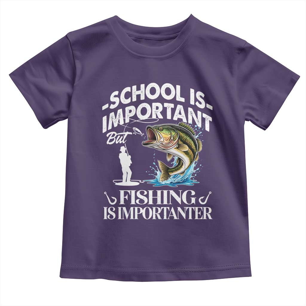 Funny School Is Important But Fishing Is Importanter Toddler T Shirt Fishing Lover - Wonder Print Shop