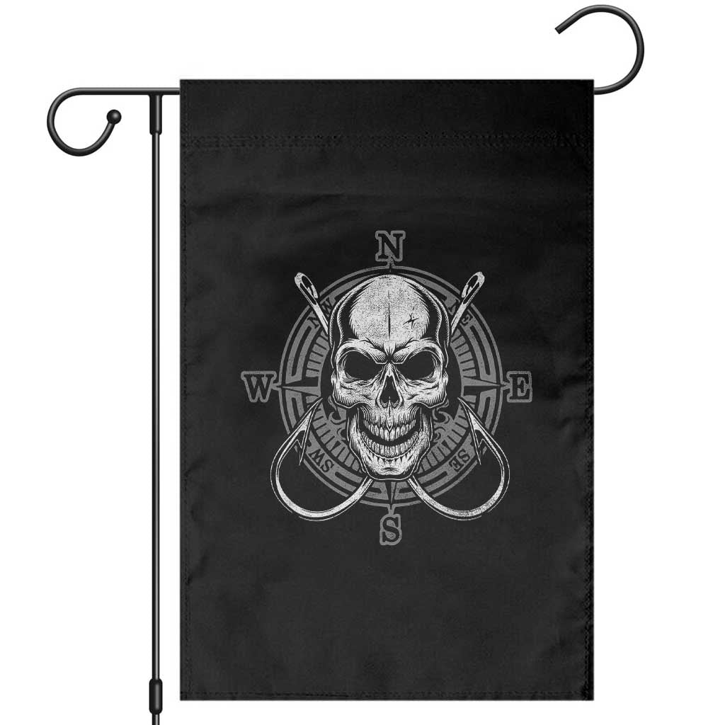Funny Fishing Lover Garden Flag Pirate Skull Fishing Hook Compass - Wonder Print Shop