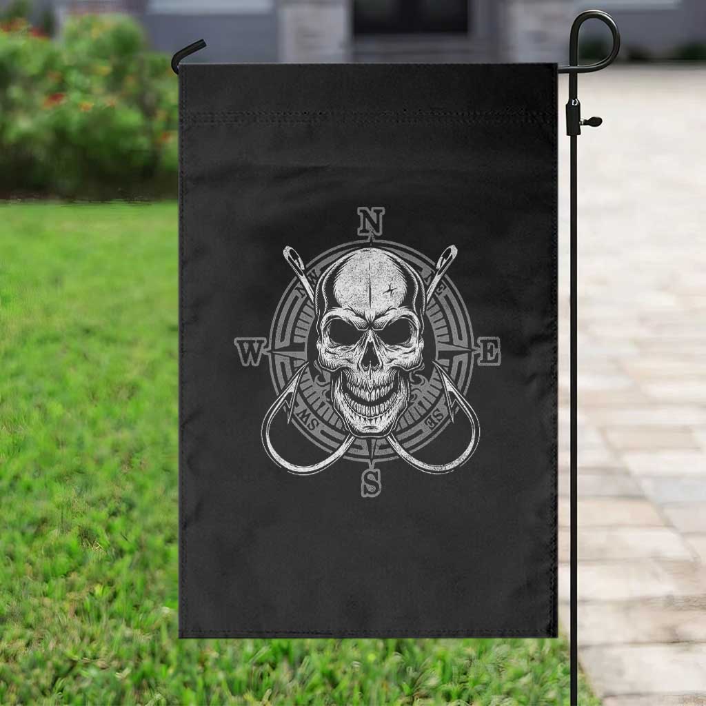 Funny Fishing Lover Garden Flag Pirate Skull Fishing Hook Compass - Wonder Print Shop