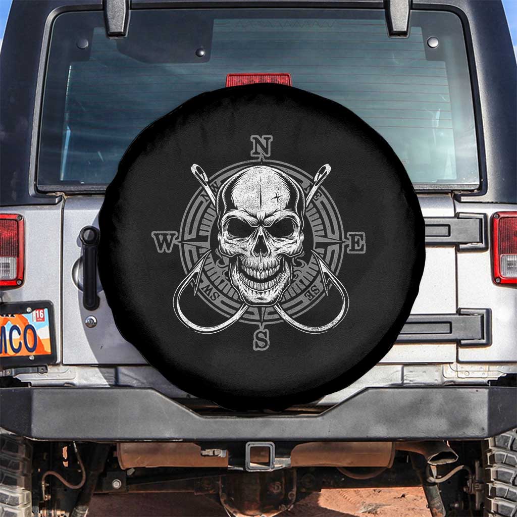Funny Fishing Lover Spare Tire Cover Pirate Skull Fishing Hook Compass - Wonder Print Shop