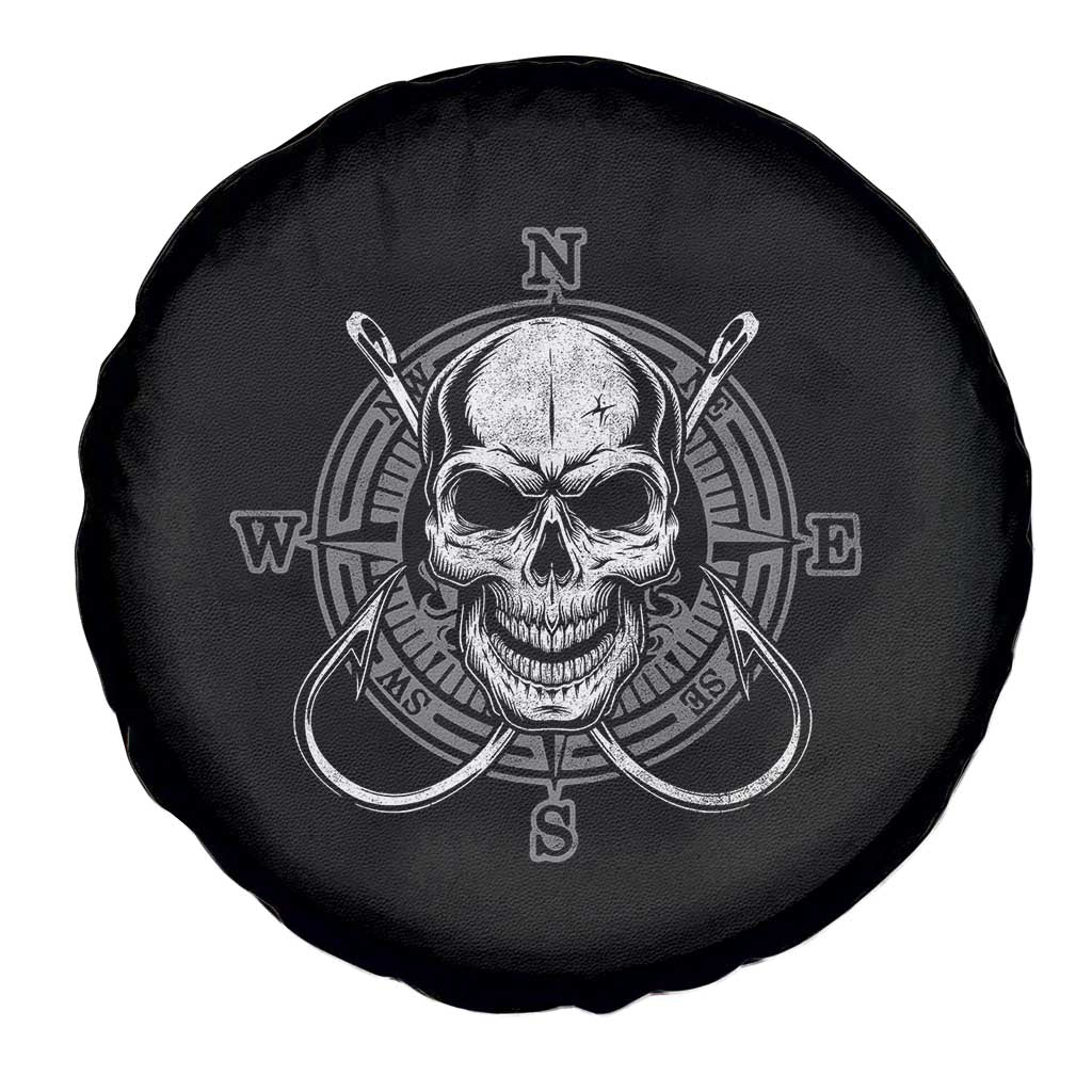 Funny Fishing Lover Spare Tire Cover Pirate Skull Fishing Hook Compass - Wonder Print Shop