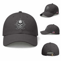 Funny Fishing Lover Baseball Cap Pirate Skull Fishing Hook Compass