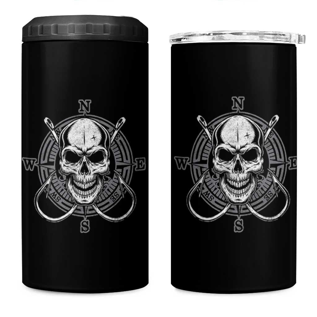 Funny Fishing Lover 4 in 1 Can Cooler Tumbler Pirate Skull Fishing Hook Compass - Wonder Print Shop