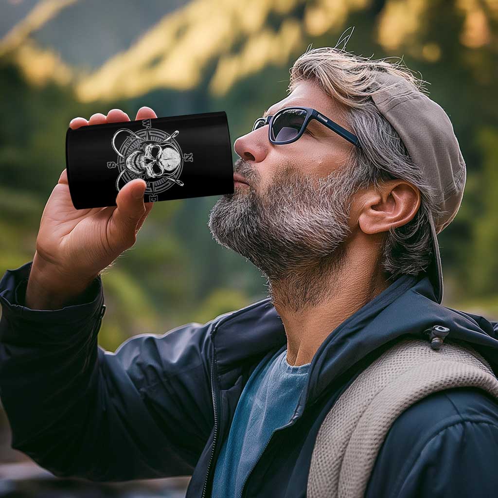 Funny Fishing Lover 4 in 1 Can Cooler Tumbler Pirate Skull Fishing Hook Compass - Wonder Print Shop