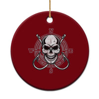 Funny Fishing Lover Ceramic Ornament Pirate Skull Fishing Hook Compass - Wonder Print Shop